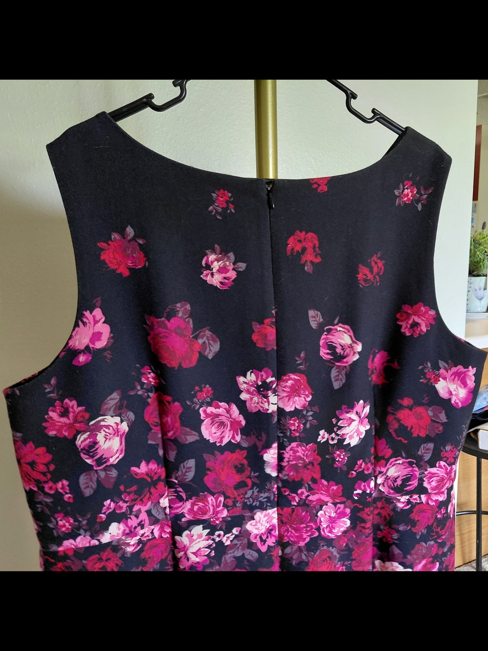 Talbots Black Sleeveless Midi Dress with Pink Floral Print - Picture 4 of 5
